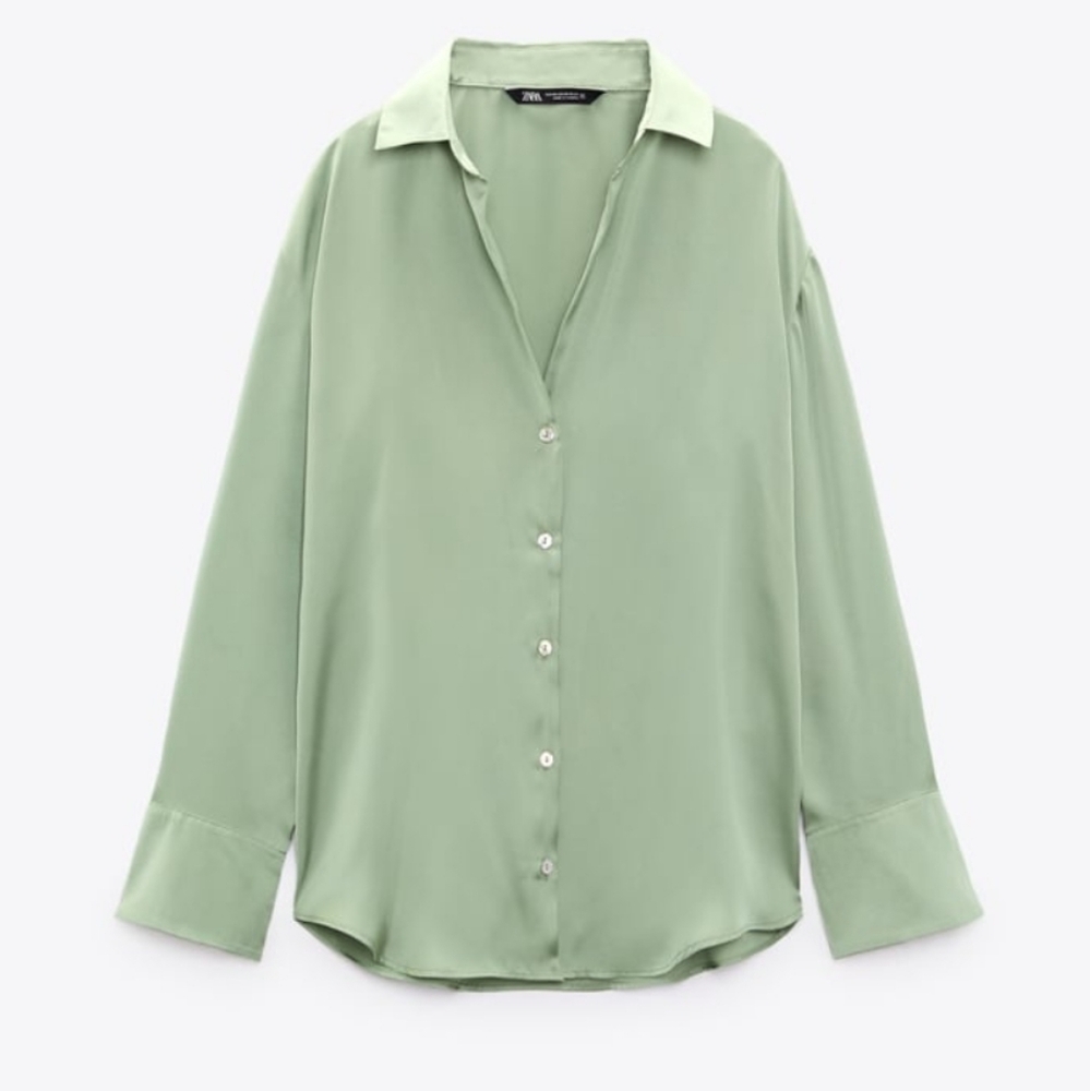 ZARA Satin Button Up Shirt XXL